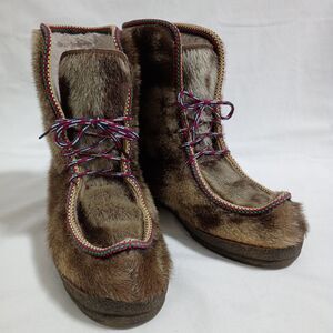 Vintage Fimbul Original Reindeer Fur Boots Sami Nutukas Made in Norway EU 42